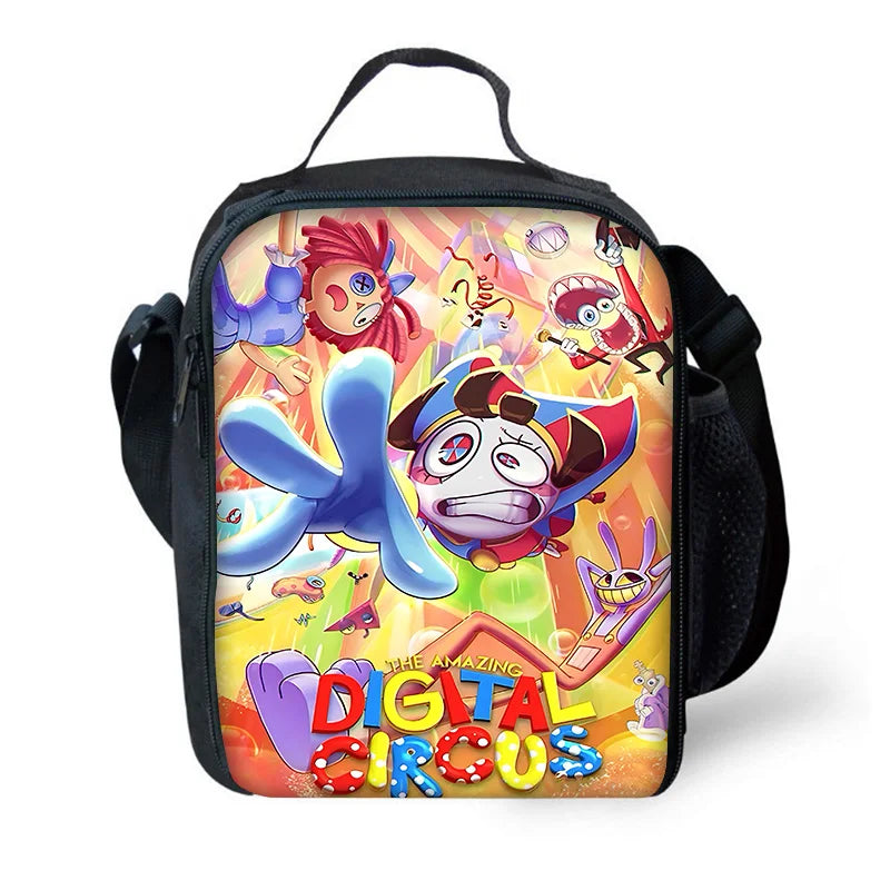Zaino scolastico per bambini Cartoon A-AmazingS DigitalS Circus con borse per il pranzo, astucci, zaini scolastici per ragazzi e ragazze, miglior regalo