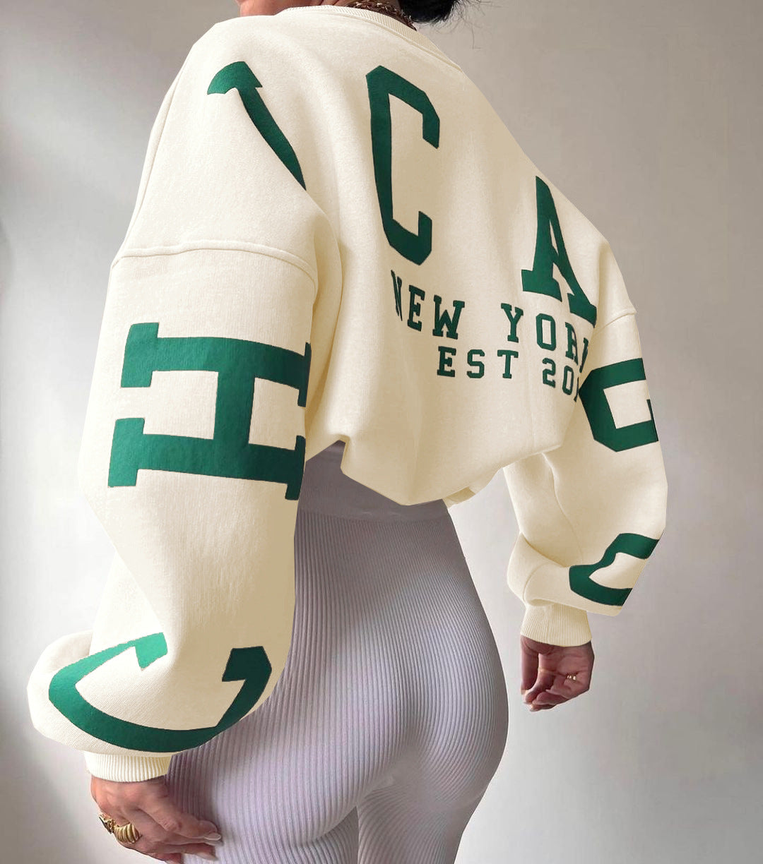 Combhasaki Y2K Grunge Pullover allentato da donna Felpe con stampa di lettere Top a maniche lunghe ispessiti casual Felpa con cappuccio autunnale Streetwear
