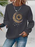 Pullover con cappuccio girocollo a maniche lunghe in velluto stampato con motivo a lettere comode e casual autunnali e invernali da donna
