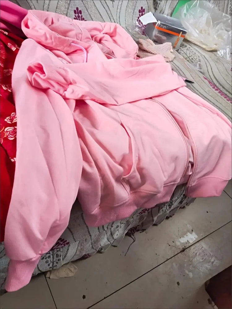 2025 Primavera Autunno Donna Felpe con cappuccio Felpe Giacca con cerniera Studentessa Top Sottile cappotto a maniche lunghe Lady Viola Capispalla casual