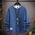 Felpa da uomo Cartoon giapponese Felpe con cappuccio T-shirt a maniche lunghe stampata tigre autunnale Abbigliamento da uomo di moda Cachi O Collo Harajuku Top