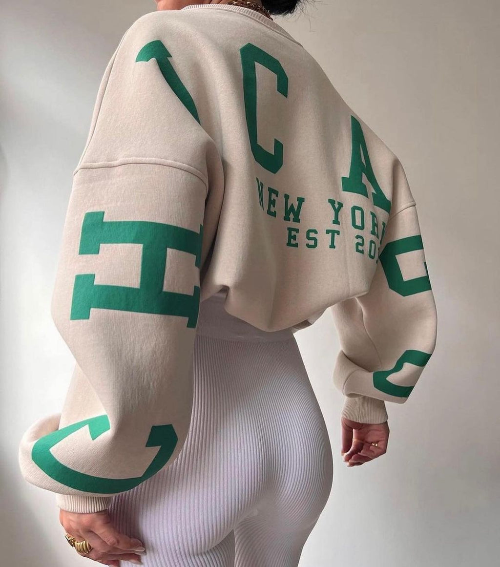 Combhasaki Y2K Grunge Pullover allentato da donna Felpe con stampa di lettere Top a maniche lunghe ispessiti casual Felpa con cappuccio autunnale Streetwear