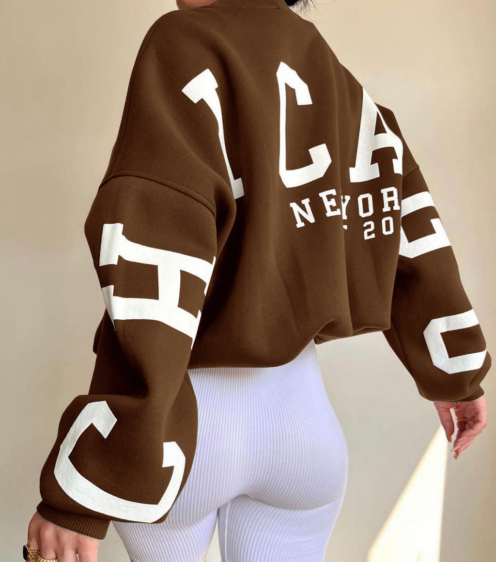 Combhasaki Y2K Grunge Pullover allentato da donna Felpe con stampa di lettere Top a maniche lunghe ispessiti casual Felpa con cappuccio autunnale Streetwear