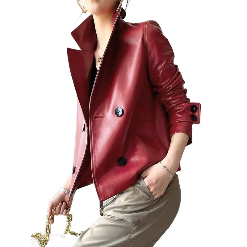 Modigirl Autunno Inverno Verde Ecopelle Giubbotti Donna 2024 Nuovo Outwear Maniche Lunghe In Pelle PU Cappotti Corti Outwear per la Femmina