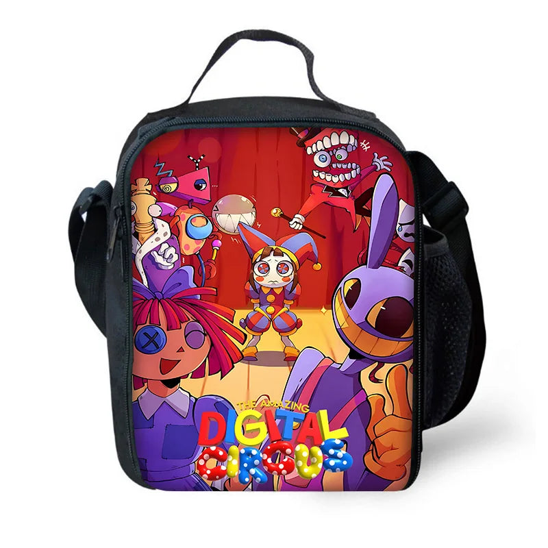 Zaino scolastico per bambini Cartoon A-AmazingS DigitalS Circus con borse per il pranzo, astucci, zaini scolastici per ragazzi e ragazze, miglior regalo