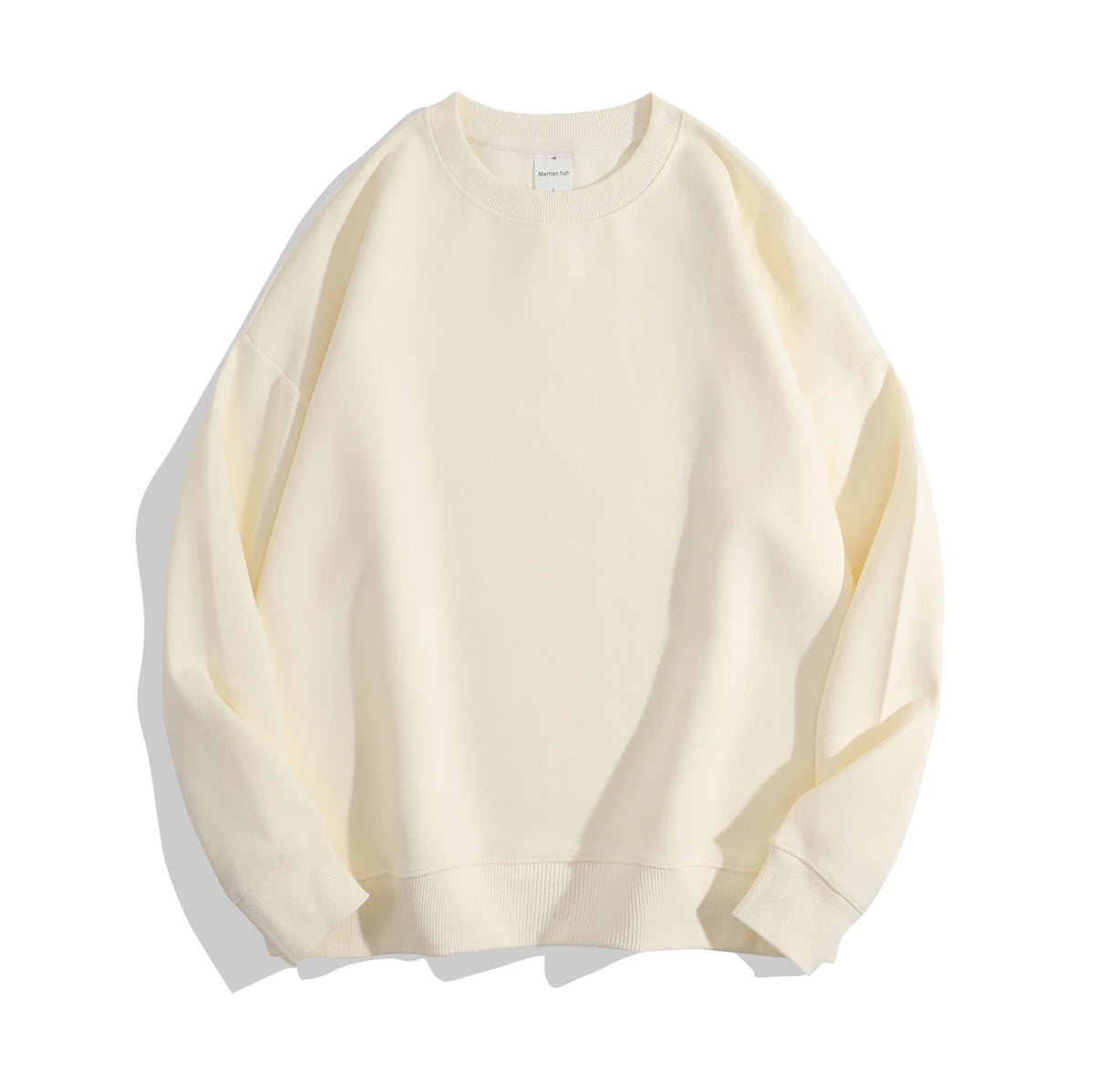 Maglione con spalle scoperte e collo rotondo in cotone sano di alta qualità da 40 colori per uomo e donna, ampio con spalle scoperte oversize