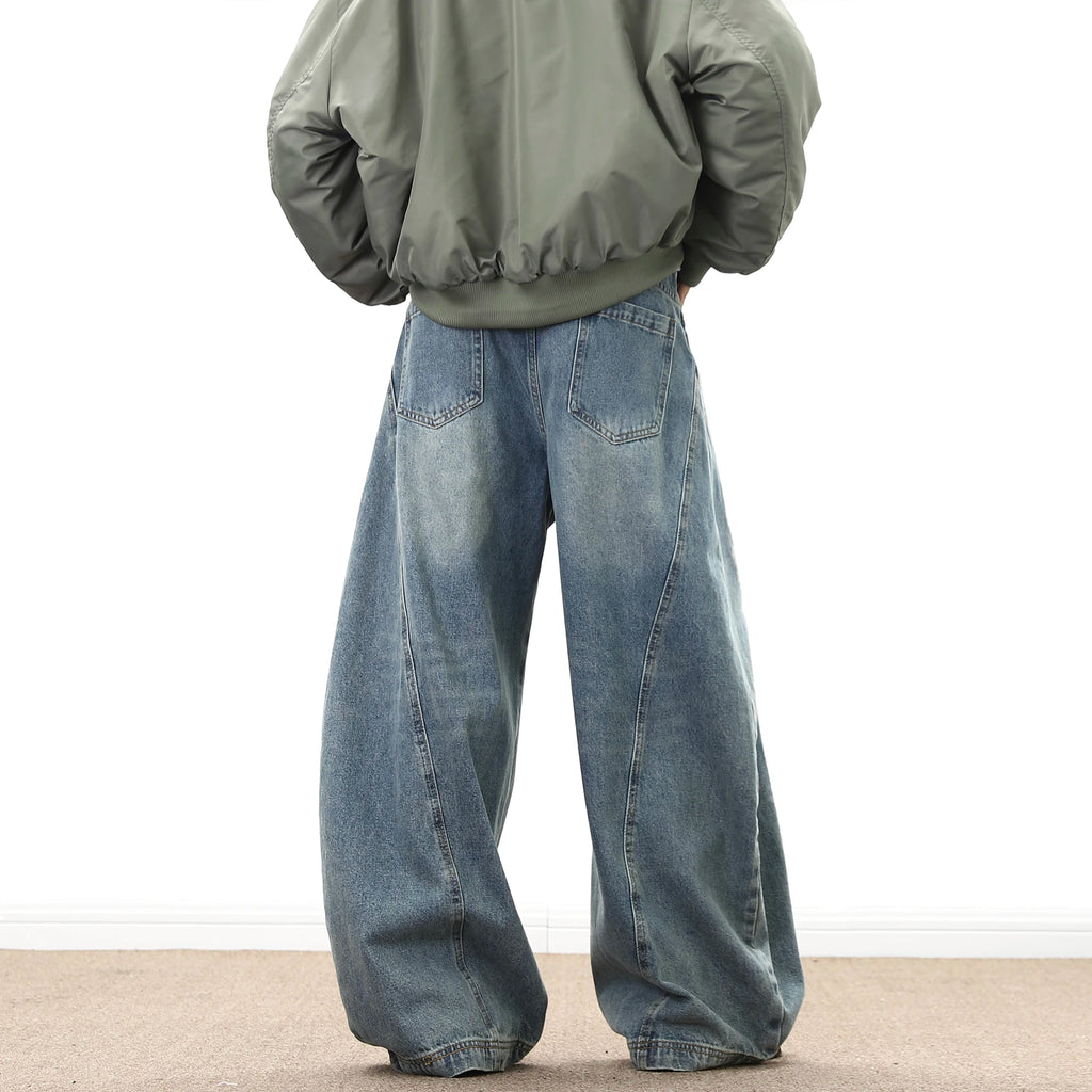 Jeans Larghi da Uomo in Denim, Pantaloni Larghi Stile Cowboy, Jeans Baggy da Uomo alla Moda, Lavati, Streetwear Casual