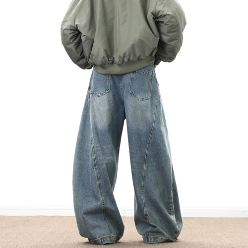 Jeans Larghi da Uomo in Denim, Pantaloni Larghi Stile Cowboy, Jeans Baggy da Uomo alla Moda, Lavati, Streetwear Casual
