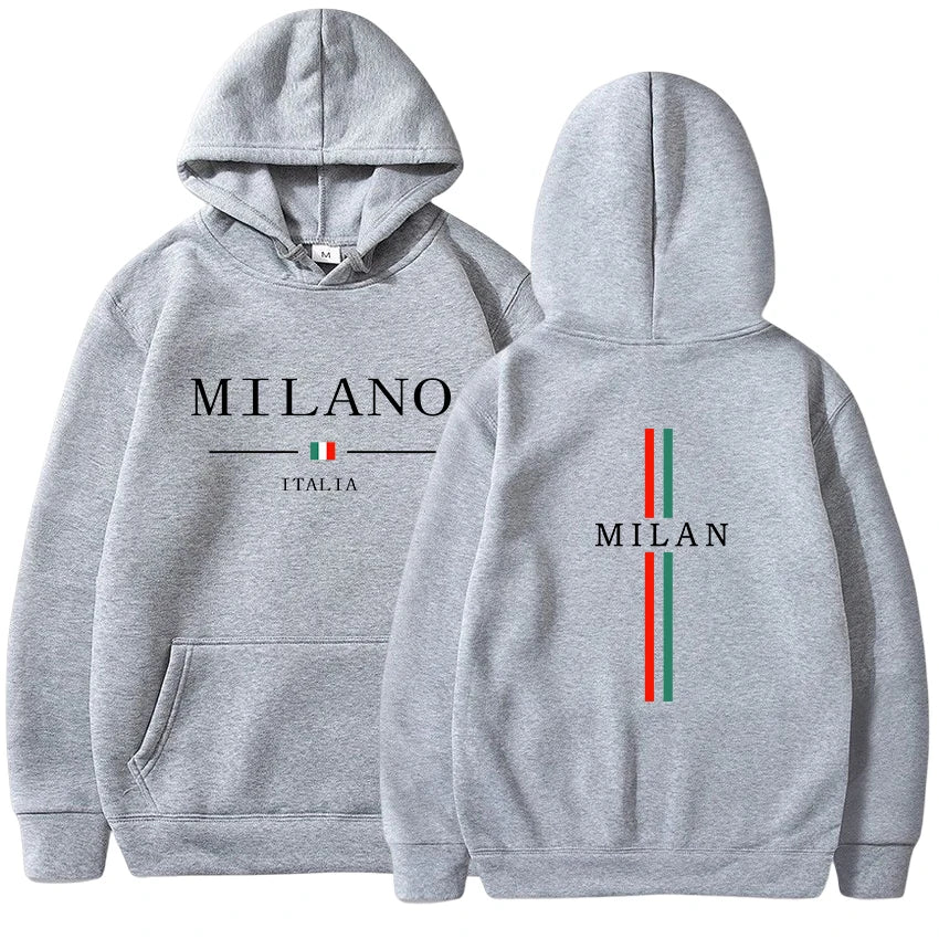 Felpa con cappuccio da donna da uomo Felpa con stampa Milano Pullover Casual da jogging Abbigliamento da uomo di alta qualità Tuta quotidiana Y2k Top 2025