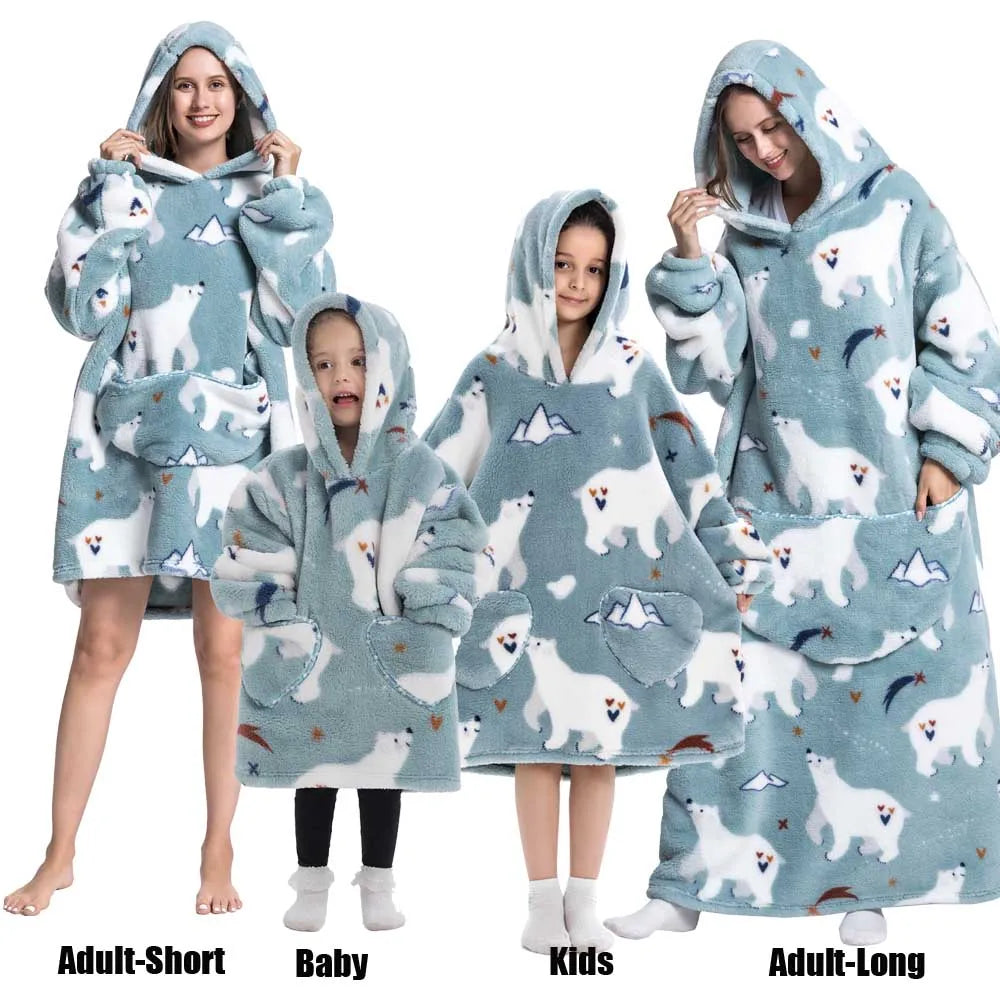 Felpe con cappuccio extra lunghe per donna Abbigliamento invernale per la casa Coperte di flanella per adulti con maniche Felpe con cappuccio morbide e calde per ragazze