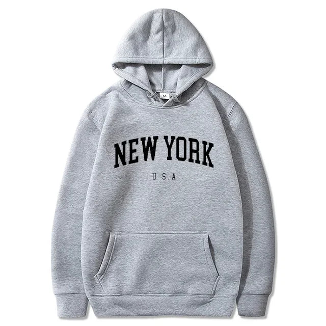 Uomo Donna New York USA City Felpe con cappuccio Moda Lettera stampata Felpe grafiche Allentate Casual Harajuku Pullover con cappuccio Abbigliamento sportivo