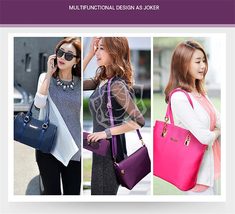 TRAVEASY 6 Set Borsa da donna alla moda Oxford Nuove borse da donna Borse tote di grande capacità Borsa a tracolla piccola per donna