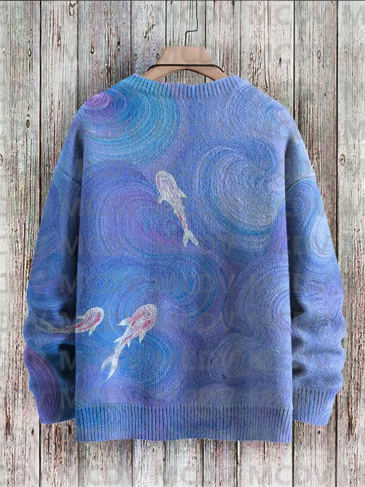 Maglione pullover lavorato a maglia con stampa multicolore casual Rainbow Art da uomo per pullover da donna