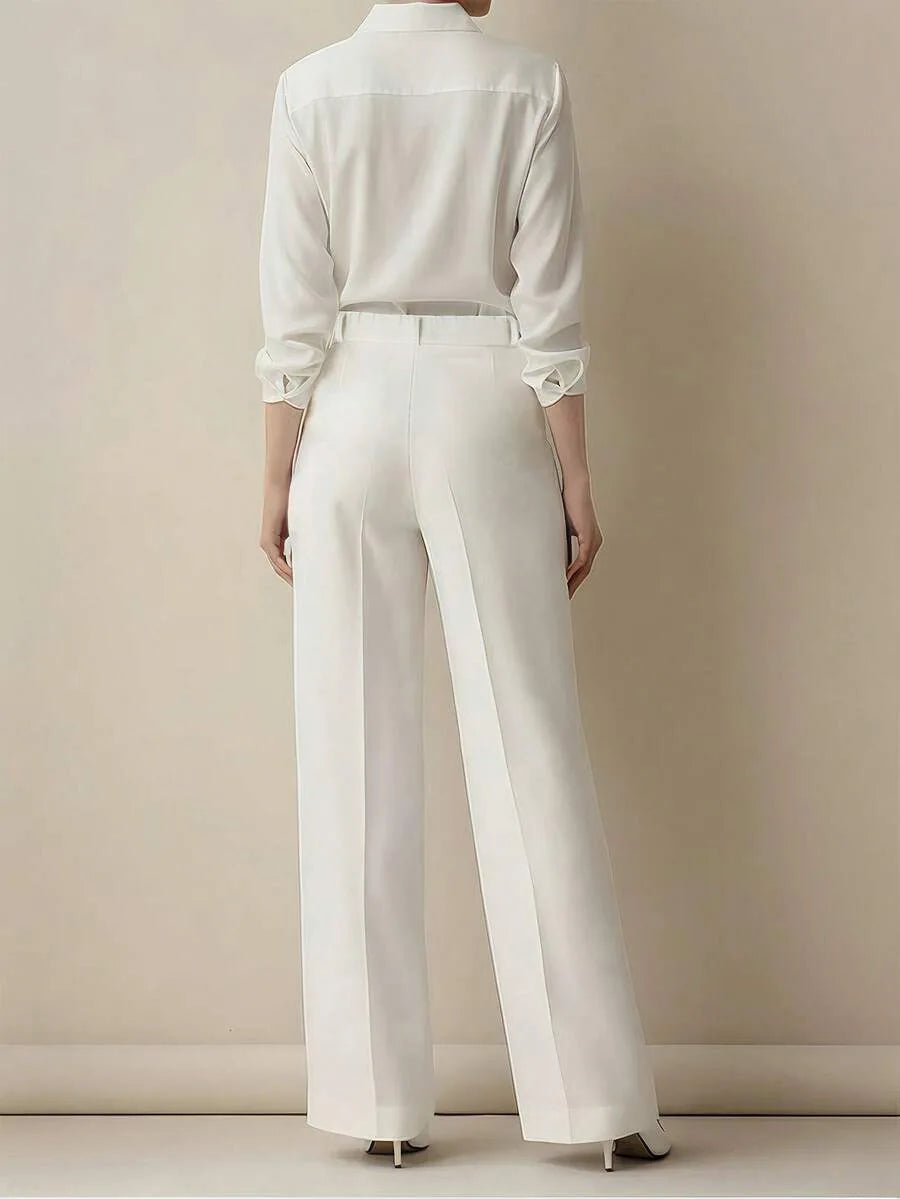 Pantaloni larghi pieghettati a vita alta da donna casual in tinta unita Pantaloni da lavoro Primavera Autunno Nuovi pantaloni dritti Pantaloni su misura da ufficio