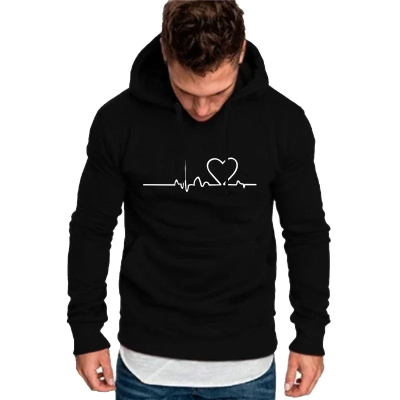 Felpe casual da donna Stampa battito cardiaco Felpe larghe da donna da uomo Felpe da coppia Felpa HipHop moda Harajuku unisex