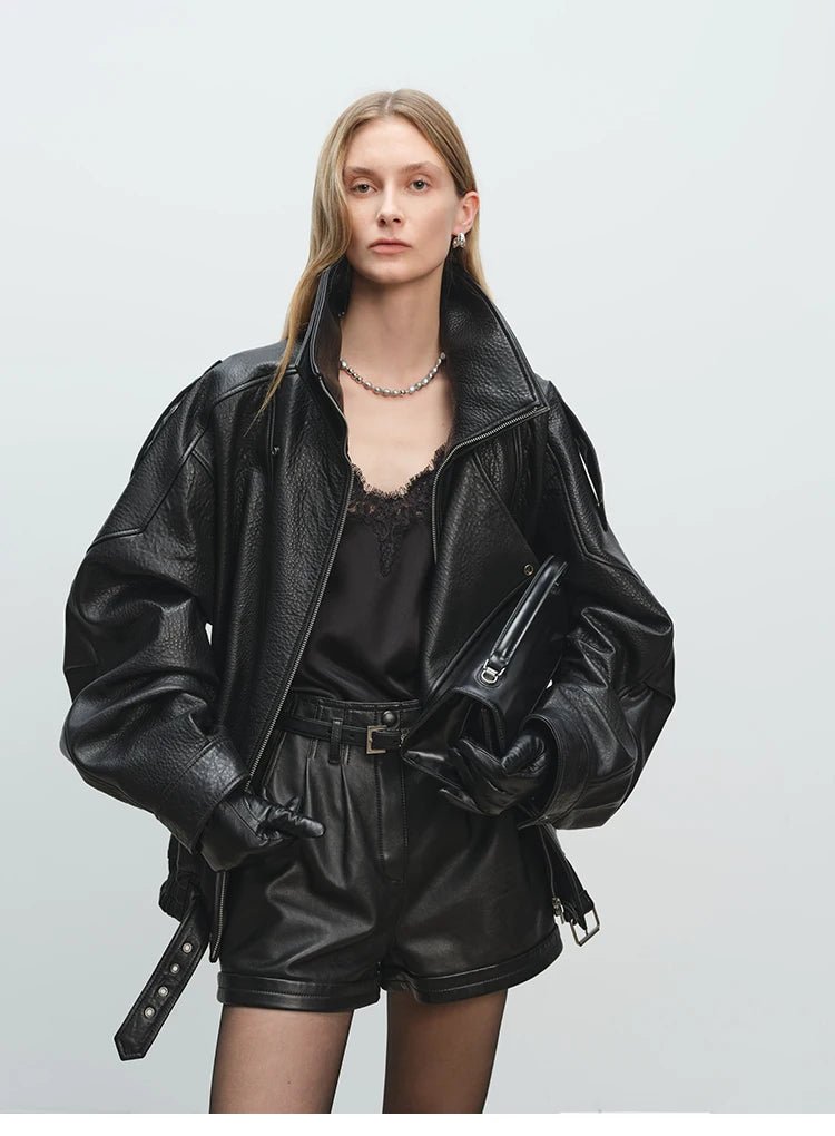 Mauroicardi Primavera Giacca oversize in morbida pelle Pu nera da uomo Cintura a maniche lunghe Designer di lusso Abiti di moda europei 2025