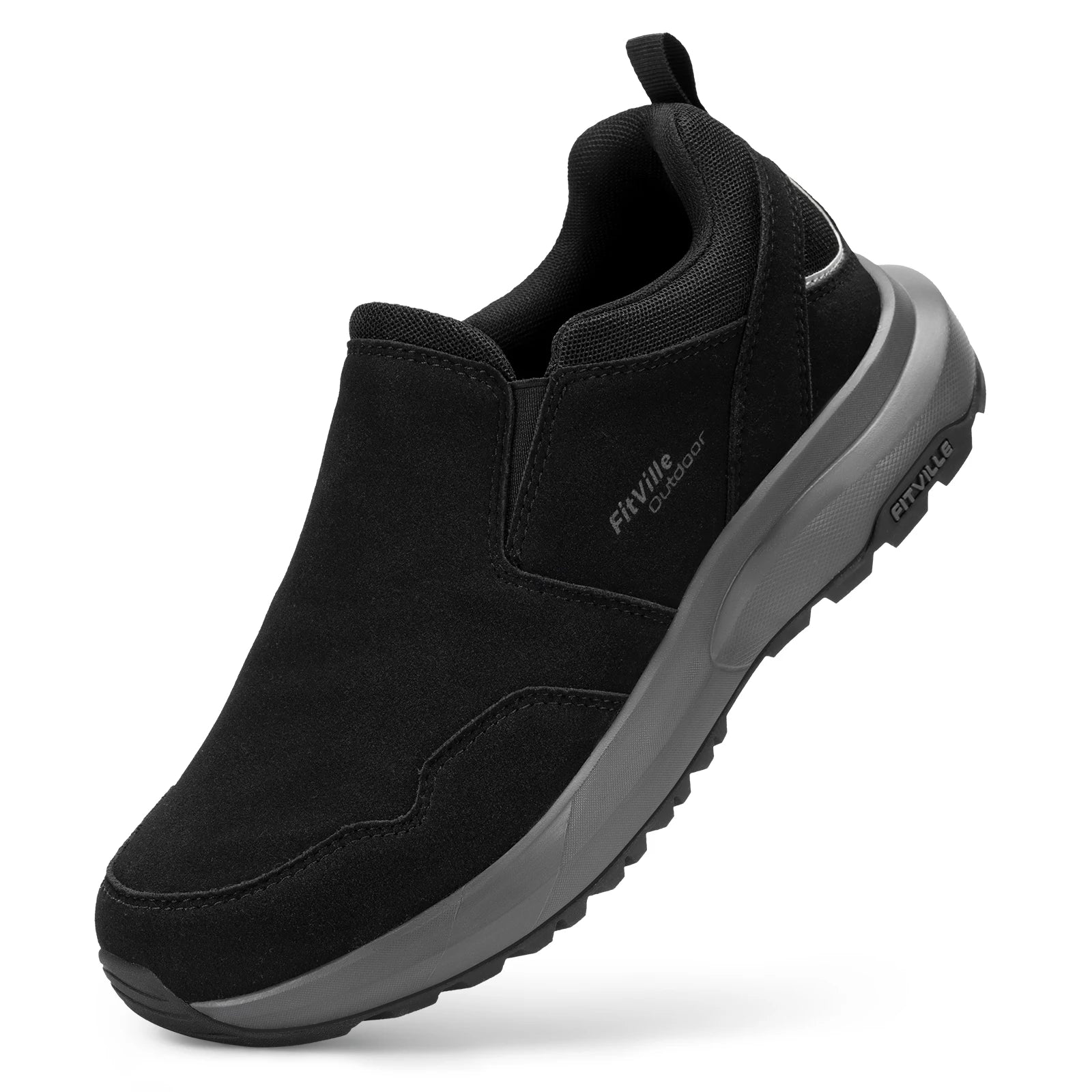 FitVille Mocassini da trekking extra larghi da uomo, comode scarpe da passeggio ortopediche con supporto per l'arco plantare per sentieri di trekking all'aperto, piedi piatti e sollievo dal dolore ai piedi
