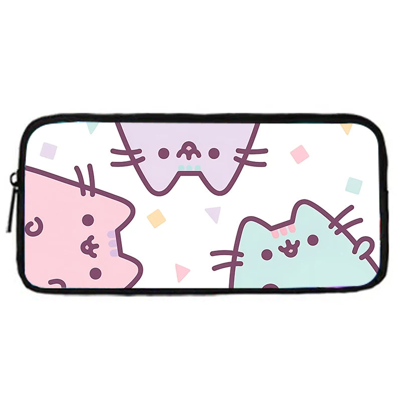 Zaino per bambini con gatti Kawaii Pusheens per la scuola con borse per il pranzo, borse per matite, borse per la scuola per ragazzi e ragazze, miglior regalo