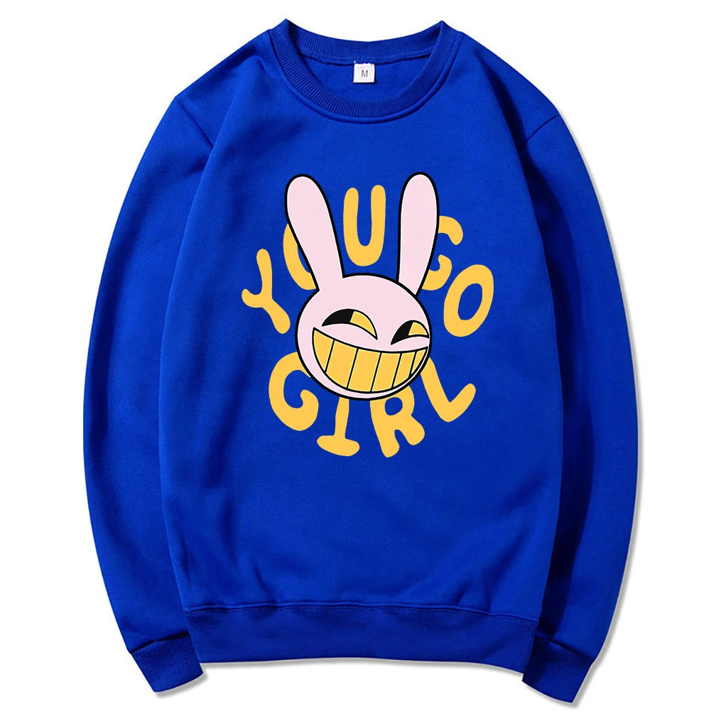 YOU GO GIRL Felpa con cappuccio Digital Circus Jax Moda Donna Harajuku Divertente Felpa con cappuccio con coniglio carino Felpa pullover vintage unisex Cartoon