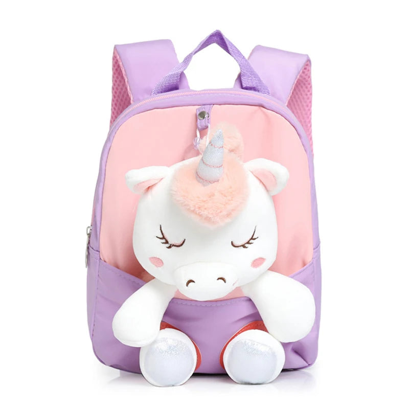 Zaino 3D a Forma di Unicorno in Peluche per Bambine, Borsa Scuola per Bambini, Zainetto Carino a Cartone Animato per Asilo e Scuola Materna