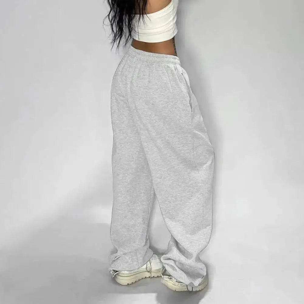 Pantaloni sportivi solidi casual per le donne Pantaloni da jogging larghi con lacci a vita alta Pantaloni classici larghi streetwear Pantaloni sportivi da ballo femminili Y2K