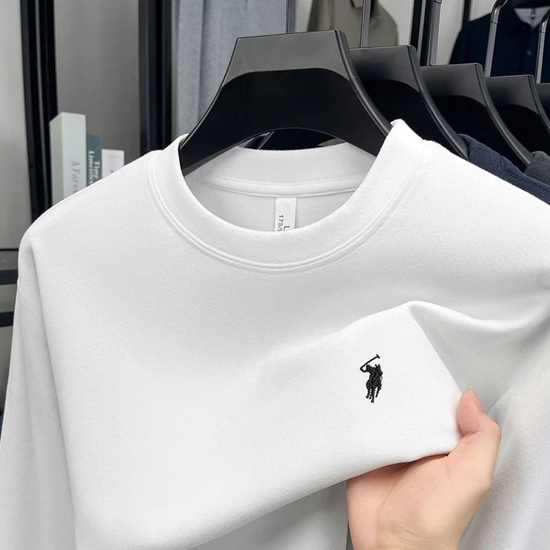 T-shirt a maniche lunghe di marca di lusso da uomo autunno Paul trendy squisito pony ricamo pullover allentato casual girocollo felpa