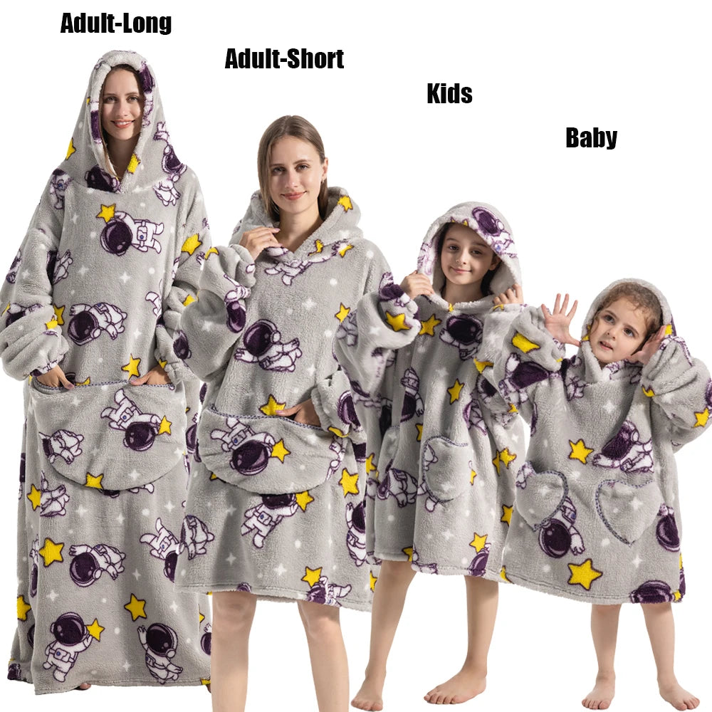 Felpe con cappuccio extra lunghe per donna Abbigliamento invernale per la casa Coperte di flanella per adulti con maniche Felpe con cappuccio morbide e calde per ragazze