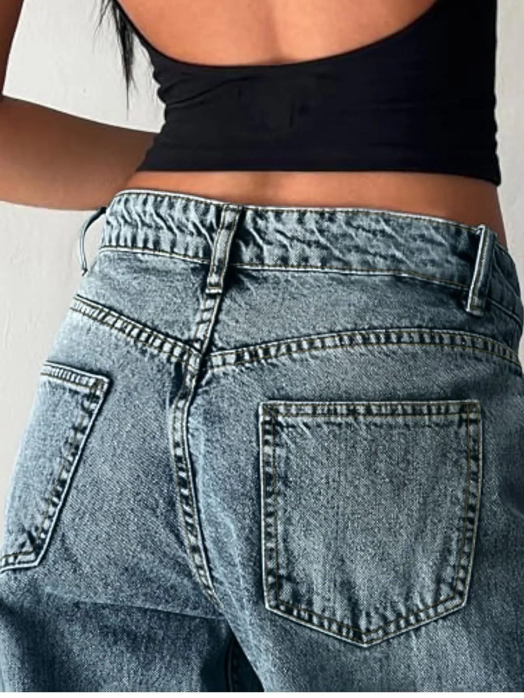 Jeans Larghi Y2K per Donne, Trendy a Vita Bassa, Gamba Dritta Casual, Jeans Boyfriend con Tasche, Abbigliamento Streetwear