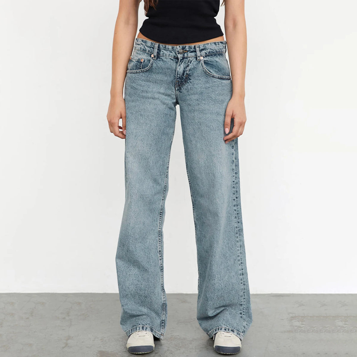 Jeans da donna a gamba larga Pantaloni casual in denim da fidanzato larghi a vita alta Y2K Jeans streetwear dritti Pantaloni jeans mamma