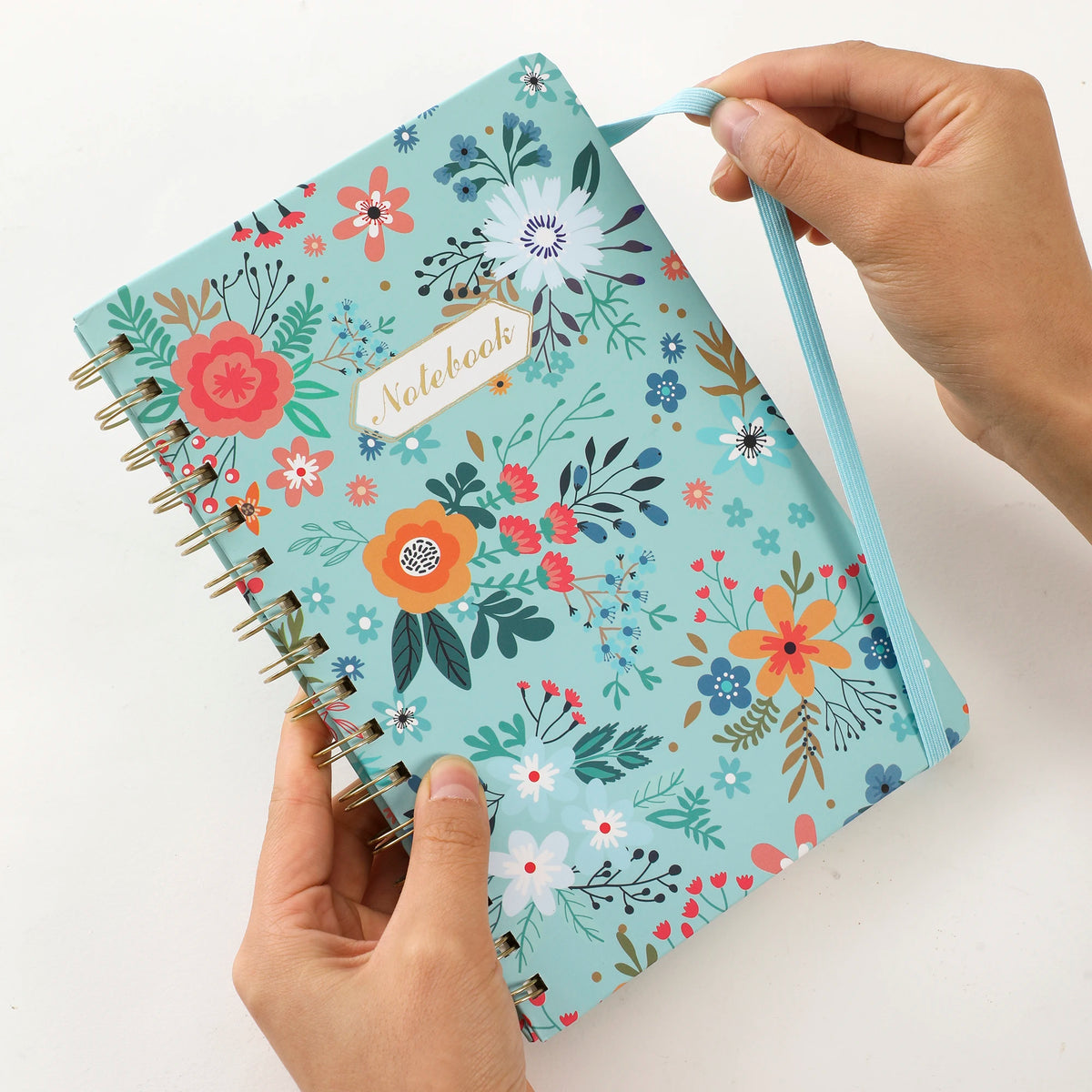 Spiral Notebook, Women's Diary, Hardcover Spiral Diary, 5.5 X 8.3inch, 160 Pages, Cute Flowers, Back Pockets, 100Gsm Paper for Gifts, Work, Office and School Supplies