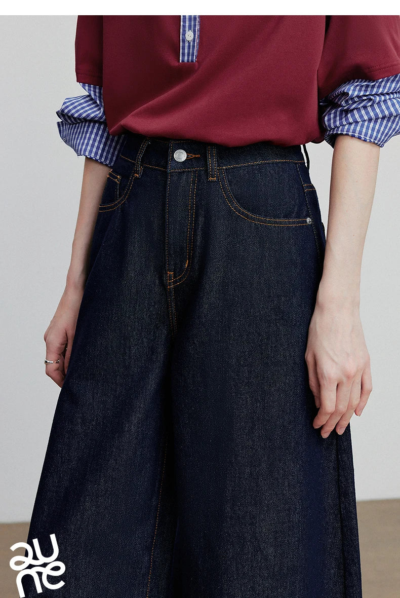 TOYOUTH Jeans denim da donna 2025 Autunno Nuovi pantaloni larghi a banana curvi larghi