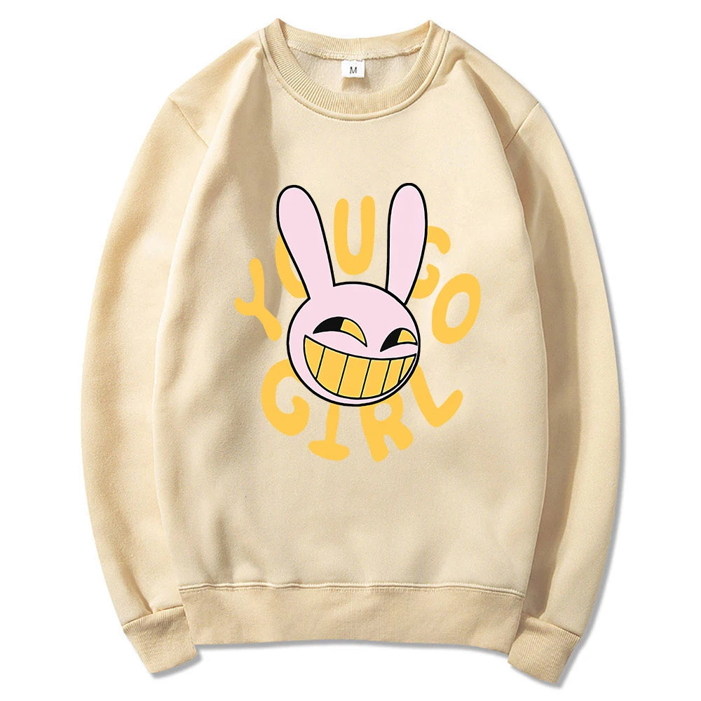 YOU GO GIRL Felpa con cappuccio Digital Circus Jax Moda Donna Harajuku Divertente Felpa con cappuccio con coniglio carino Felpa pullover vintage unisex Cartoon