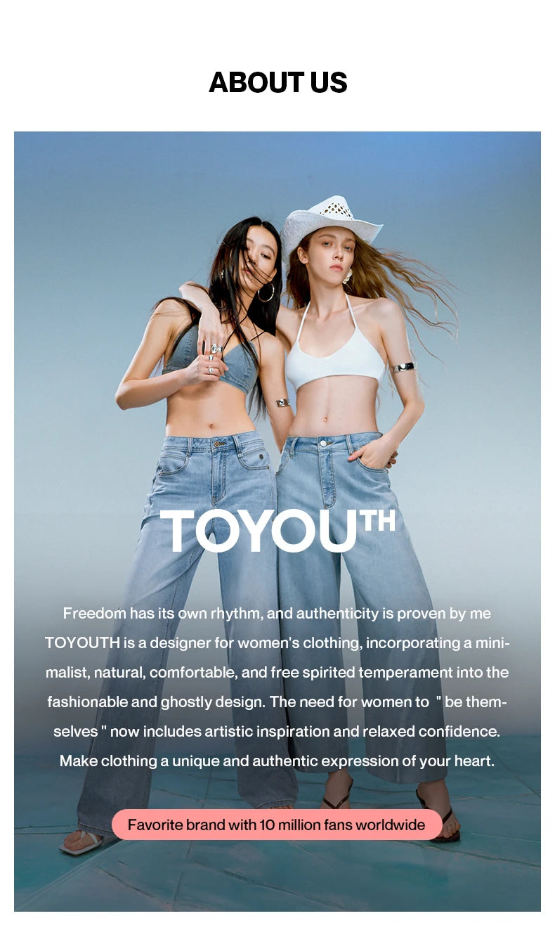 TOYOUTH Jeans da donna 2026 Autunno Nuovi pantaloni cropped a gamba larga deconstruiti con vestibilità snellente