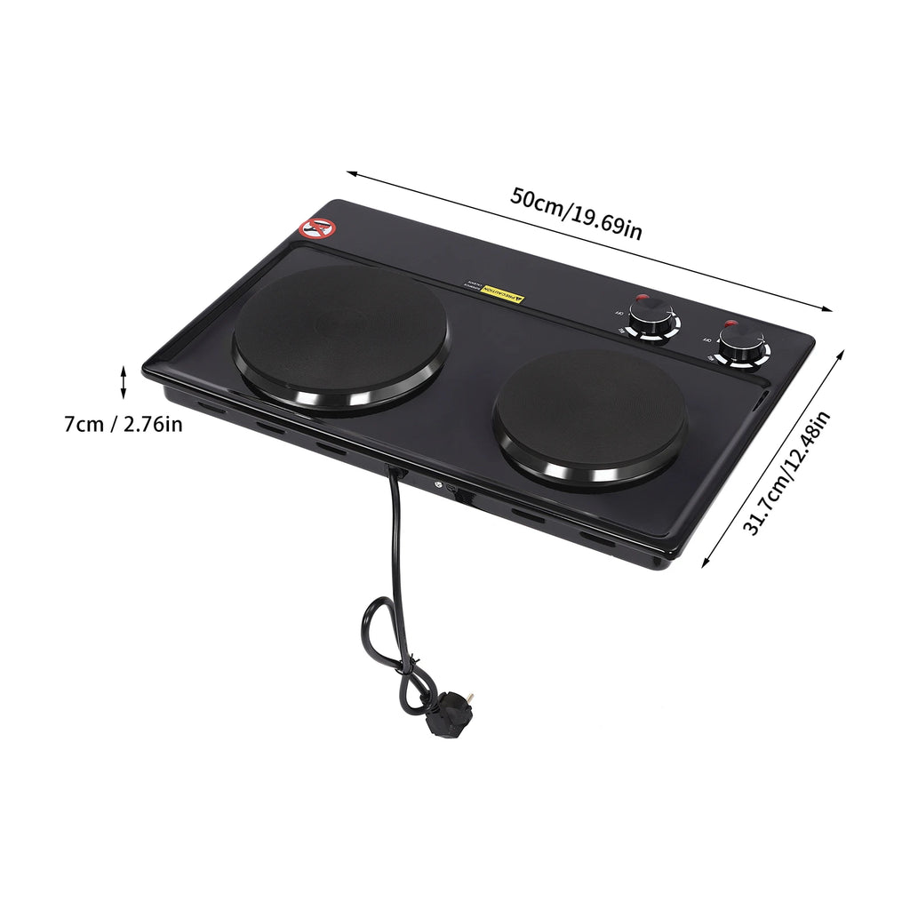 Electric Hob Cooker with 2 Plate| 2500W Electric Stove Cooktop| Knob Control, 6 Gear