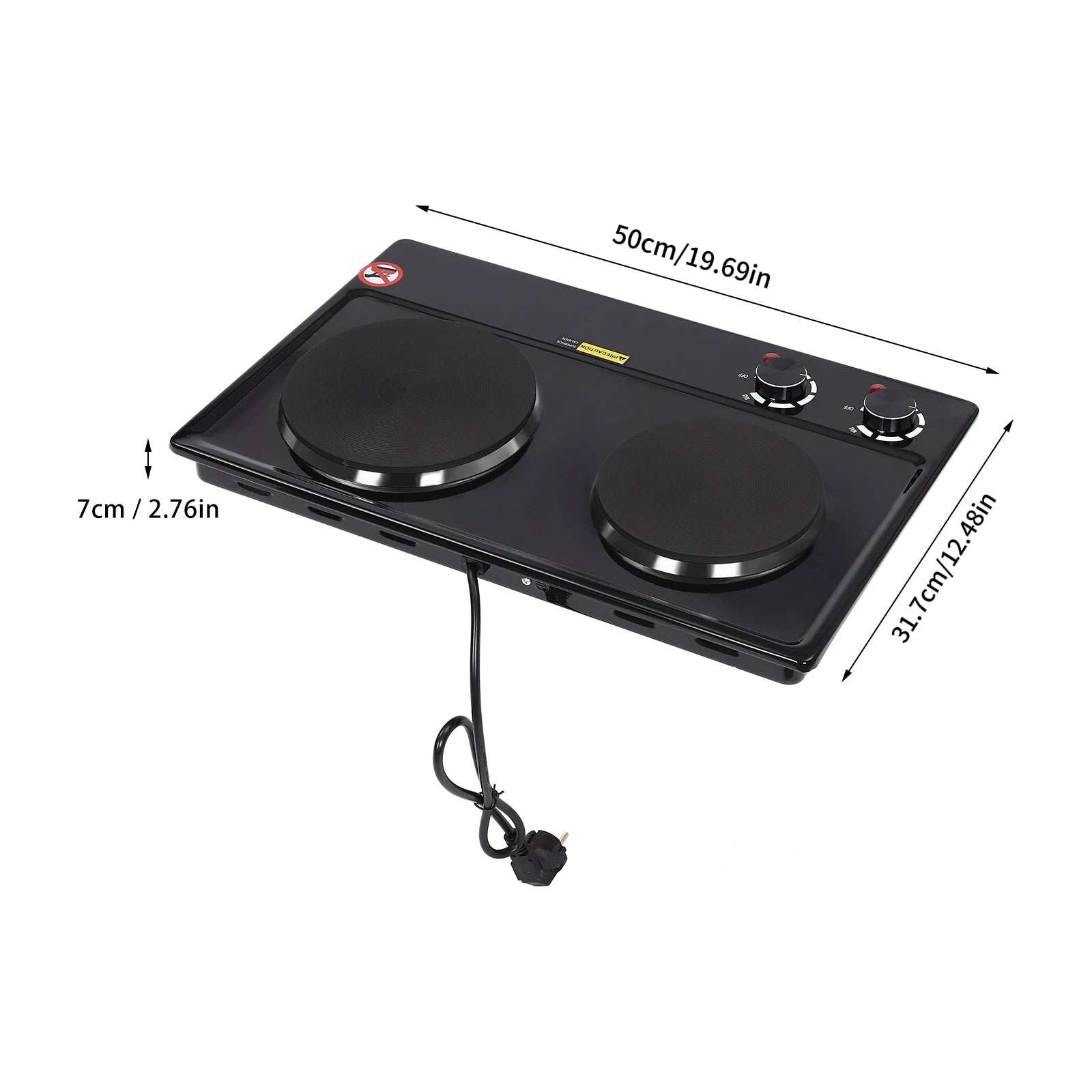 Electric Hob Cooker with 2 Plate| 2500W Electric Stove Cooktop| Knob Control, 6 Gear