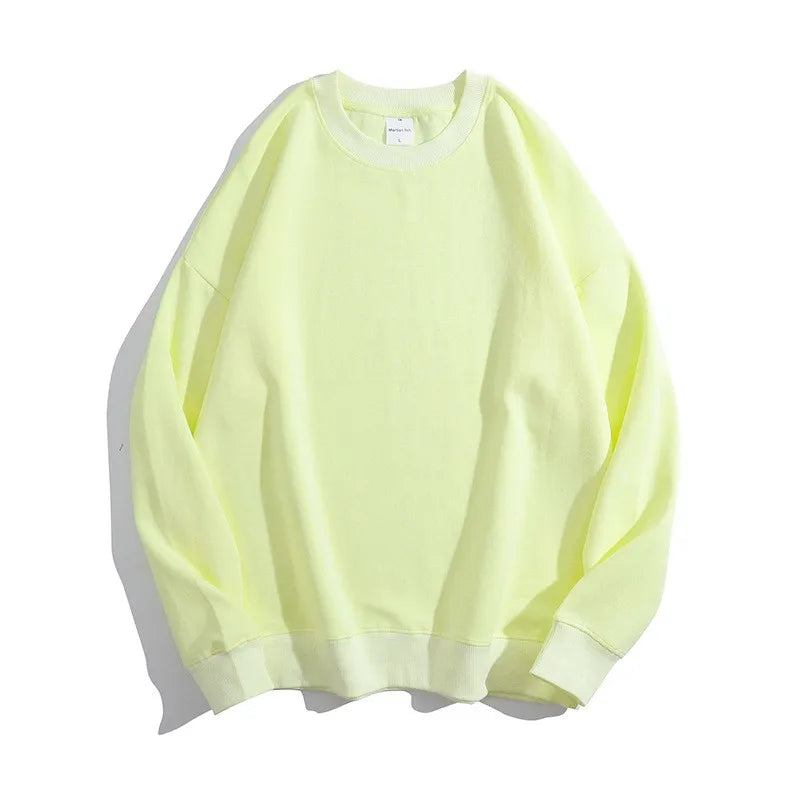 Maglione con spalle scoperte e collo rotondo in cotone sano di alta qualità da 40 colori per uomo e donna, ampio con spalle scoperte oversize