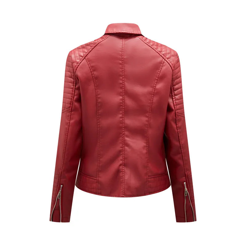 2026 Giacca in ecopelle da donna di nuova moda, cappotto casual in PU con cerniera primavera autunno, capispalla da motociclista femminile abbigliamento da donna S-XXXL