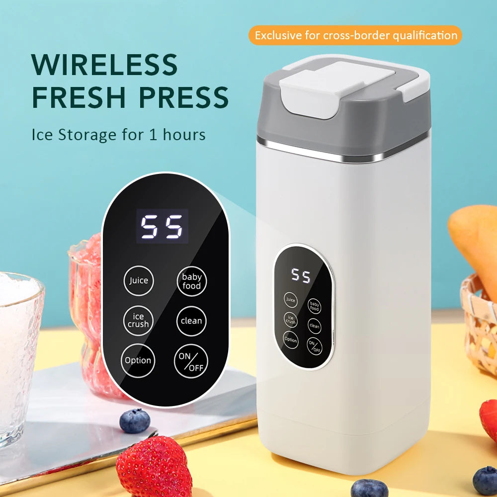 Electric Juicer Cup 2 Cups For Travel 6 Blades Portable Juicer Mixer Usb Charge Fresh Fruit Juice Personal Blender Smoothie