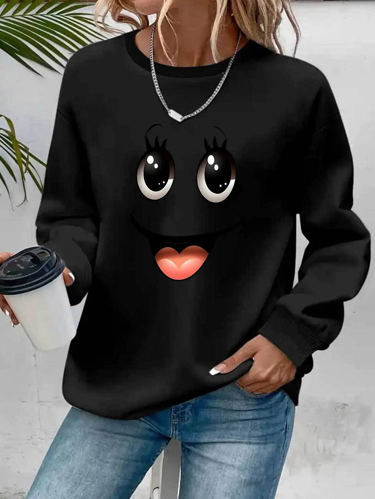 Pullover con cappuccio girocollo a maniche lunghe in velluto stampato con motivo a lettere comode e casual autunnali e invernali da donna