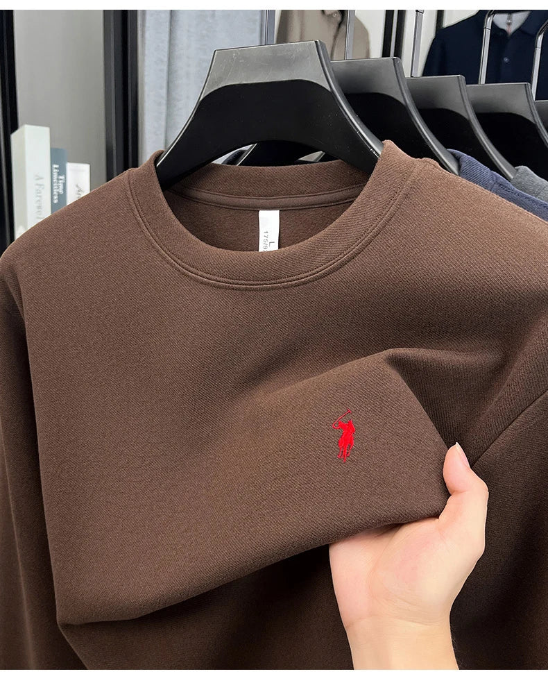 T-shirt a maniche lunghe di marca di lusso da uomo autunno Paul trendy squisito pony ricamo pullover allentato casual girocollo felpa