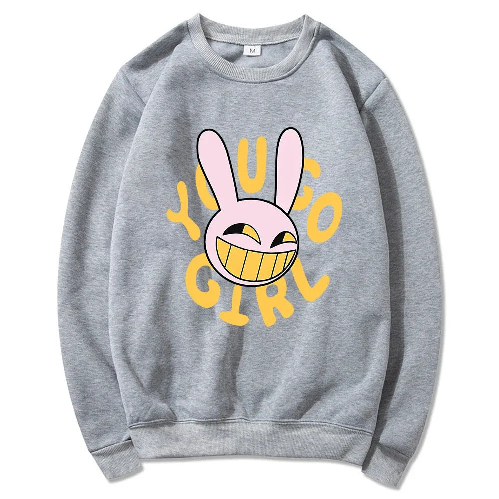 YOU GO GIRL Felpa con cappuccio Digital Circus Jax Moda Donna Harajuku Divertente Felpa con cappuccio con coniglio carino Felpa pullover vintage unisex Cartoon