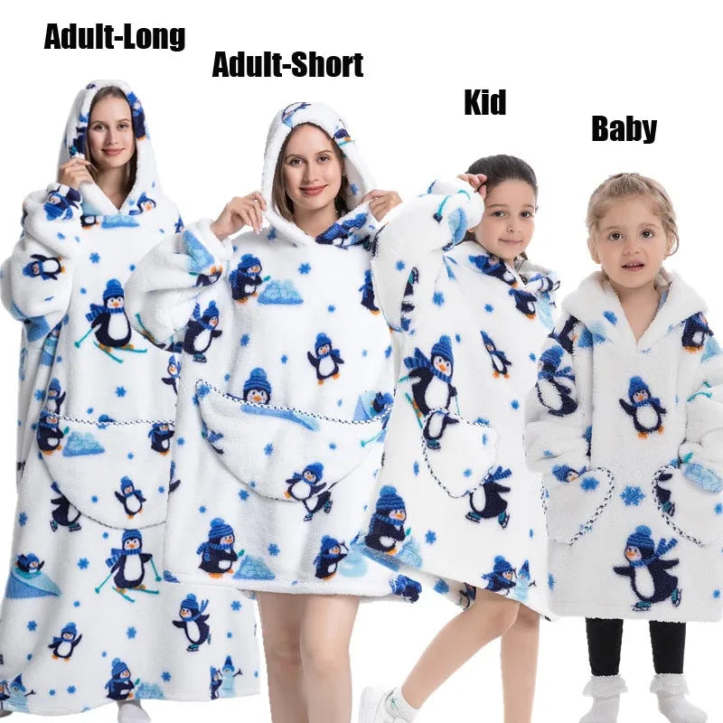 Felpe con cappuccio extra lunghe per donna Abbigliamento invernale per la casa Coperte di flanella per adulti con maniche Felpe con cappuccio morbide e calde per ragazze