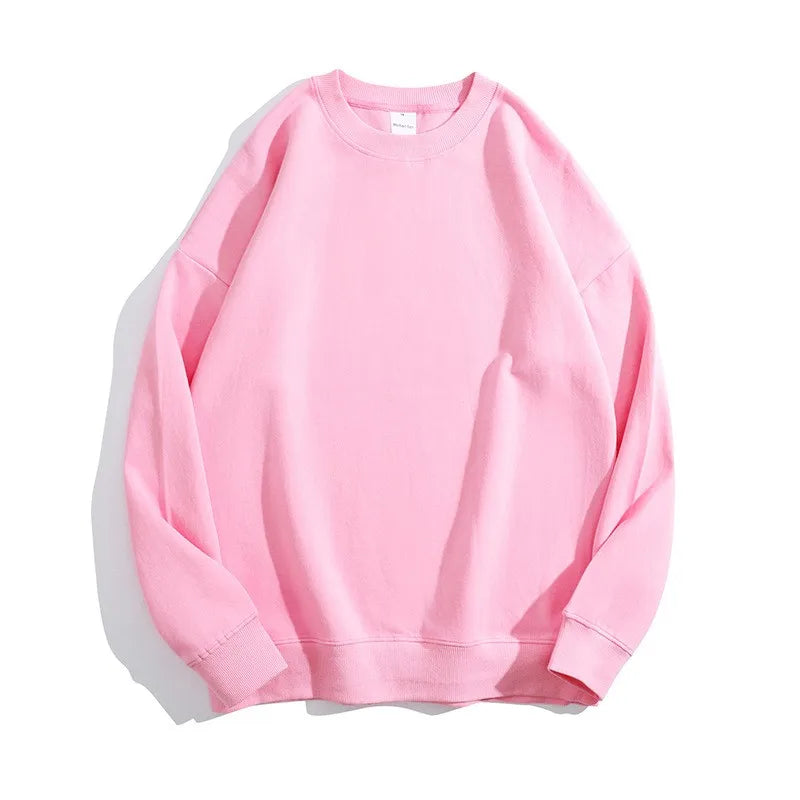 Maglione con spalle scoperte e collo rotondo in cotone sano di alta qualità da 40 colori per uomo e donna, ampio con spalle scoperte oversize