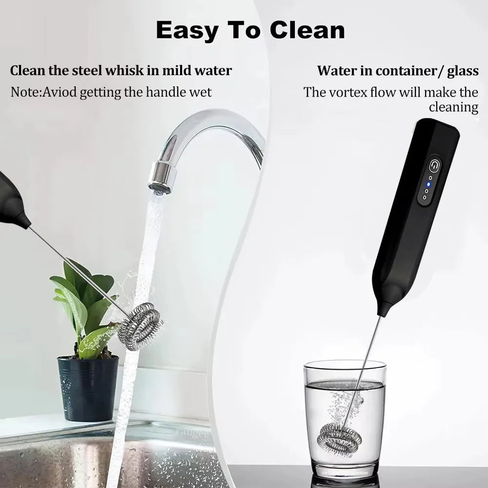 Electric Milk Frother Mini Coffee Whisk Mixer Wireless Milk Foamer Maker Type-C Rechargeable Egg Beater Handheld Stirrer Blender