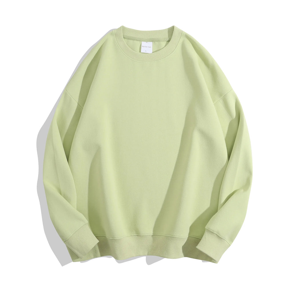 Maglione con spalle scoperte e collo rotondo in cotone sano di alta qualità da 40 colori per uomo e donna, ampio con spalle scoperte oversize