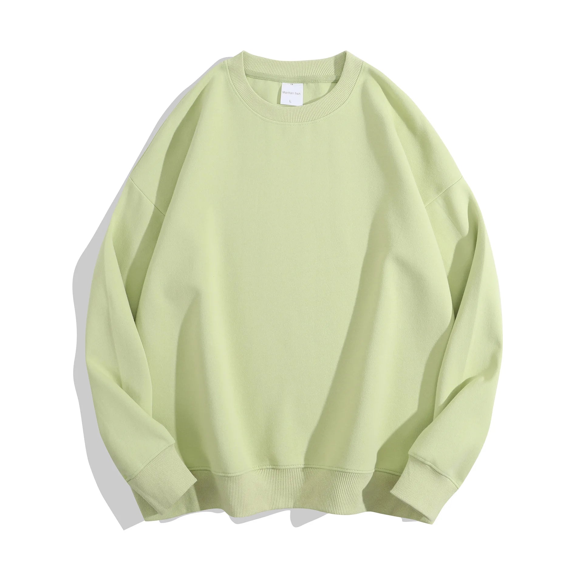 Maglione con spalle scoperte e collo rotondo in cotone sano di alta qualità da 40 colori per uomo e donna, ampio con spalle scoperte oversize