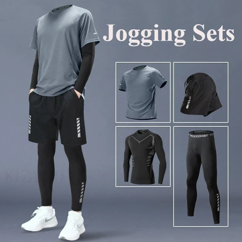 Abbigliamento fitness T-shirt ad asciugatura rapida in seta di ghiaccio Tuta da uomo Manica corta Abbigliamento sportivo da corsa Pantaloncini Tuta Set da allenamento sportivo da palestra