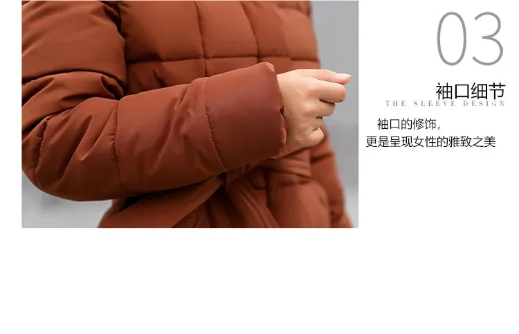 Cappotto Parka lungo in cotone piumino femminile nuovo inverno sopra il ginocchio ampio collo in pelliccia con cappuccio caldo parka spesso soprabito imbottito da donna