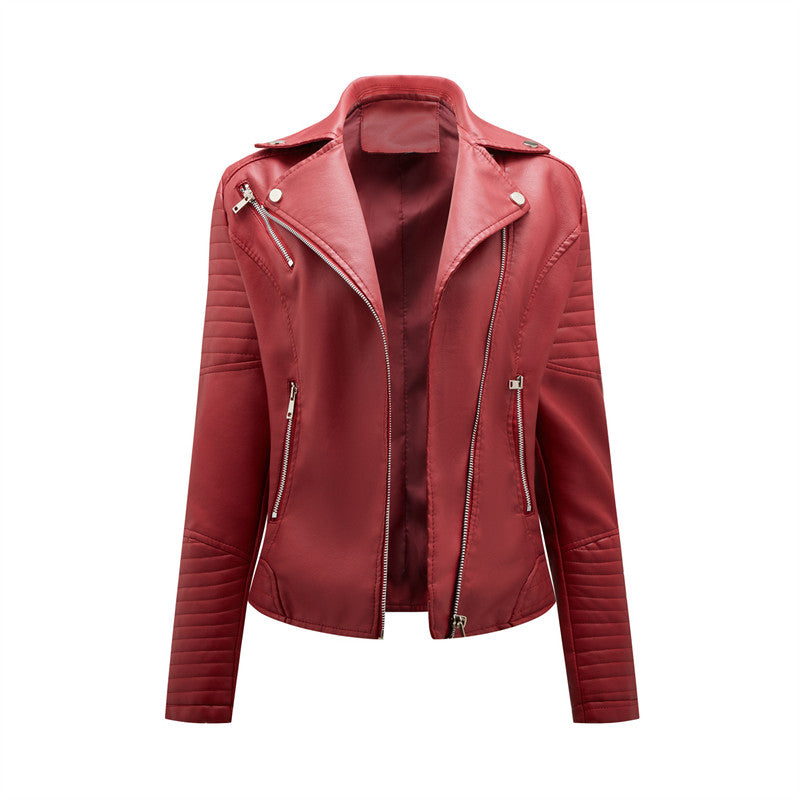 2026 Giacca in ecopelle da donna di nuova moda, cappotto casual in PU con cerniera primavera autunno, capispalla da motociclista femminile abbigliamento da donna S-XXXL