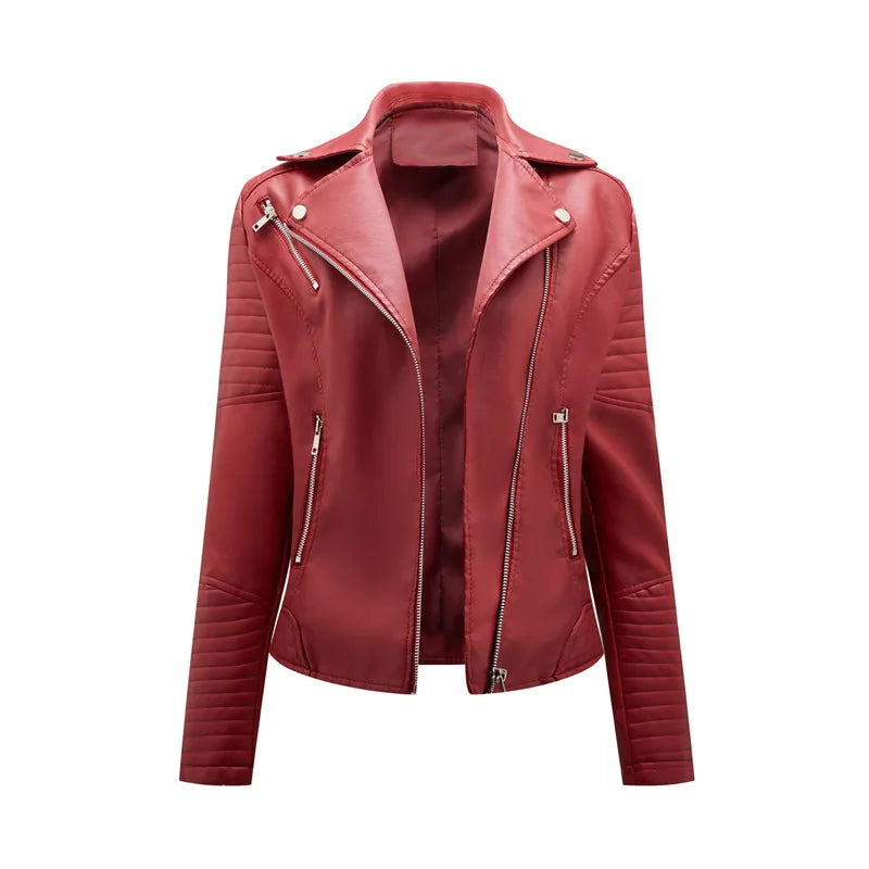 2026 Giacca in ecopelle da donna di nuova moda, cappotto casual in PU con cerniera primavera autunno, capispalla da motociclista femminile abbigliamento da donna S-XXXL